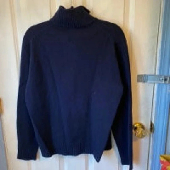J.Crew Lambswool 1/4 Zip Casual Blue Sweater Men Sz M Stretch Pullover Navy Blue - Picture 2 of 6